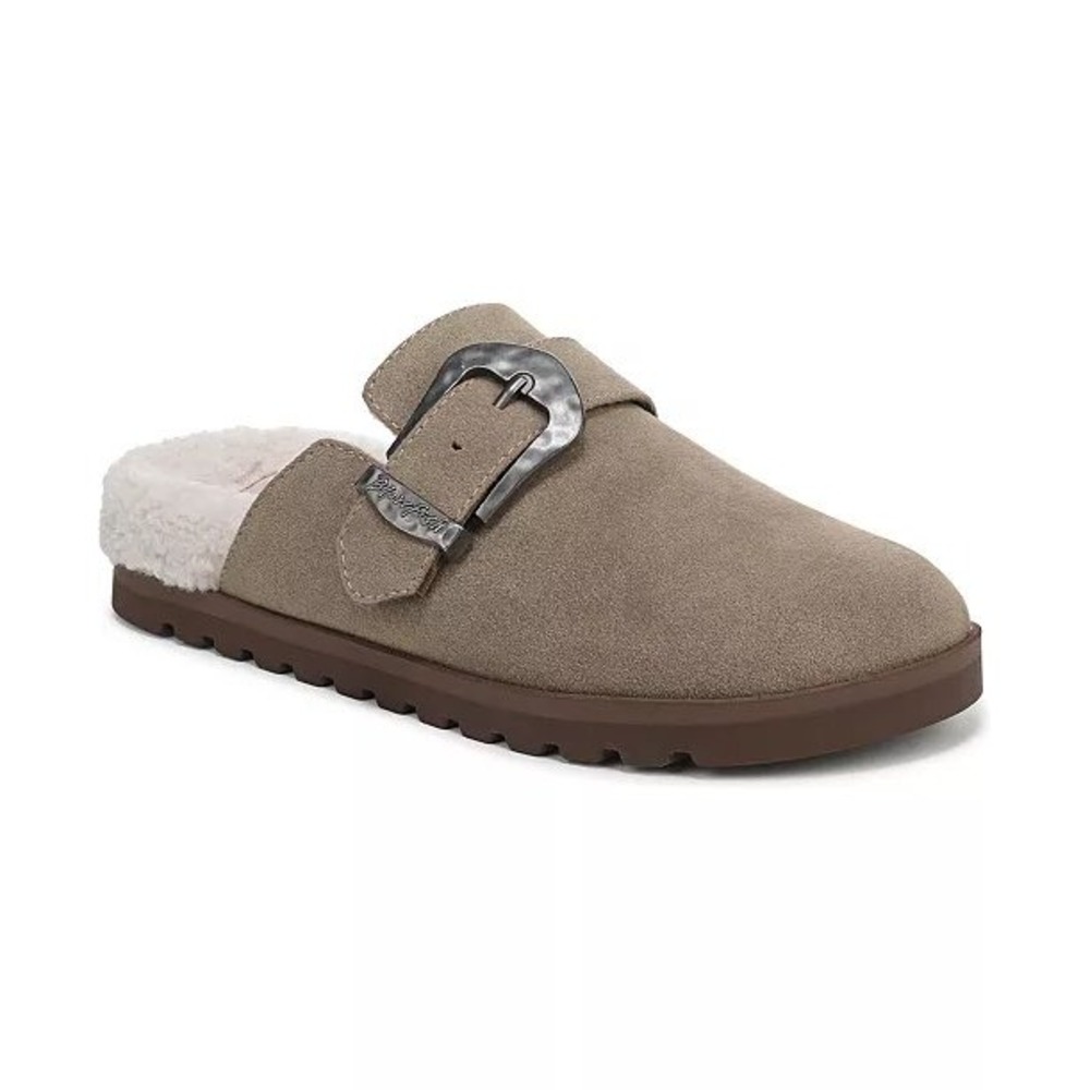 Blowfish Malibu Sienna Cozy Slide Suede Shearling Lined Mule Shoe Taupe Sz 8 NWT